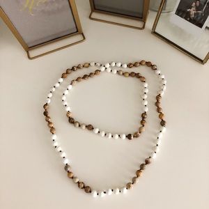Altar’d State Brown + White Marble Beaded Necklace